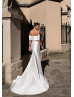 Off Shoulder Ivory Satin Minimalist Wedding Dress